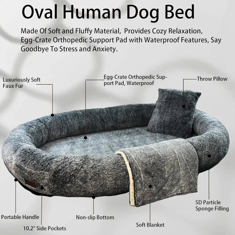 Giant Human Dog Bed With Blanket and Pillow