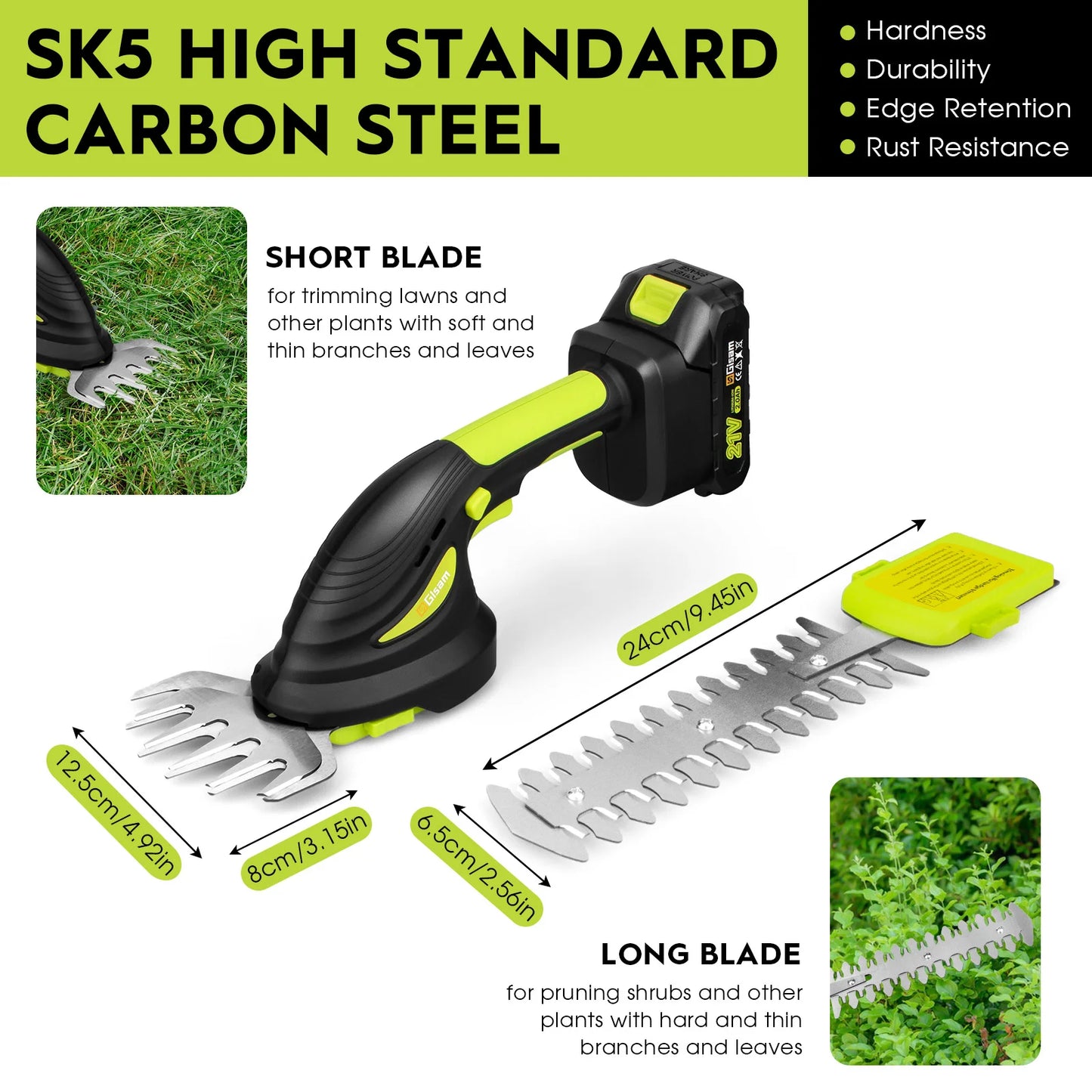 Cordless Electric Hedge Trimmer Garden Shears for 18V Battery