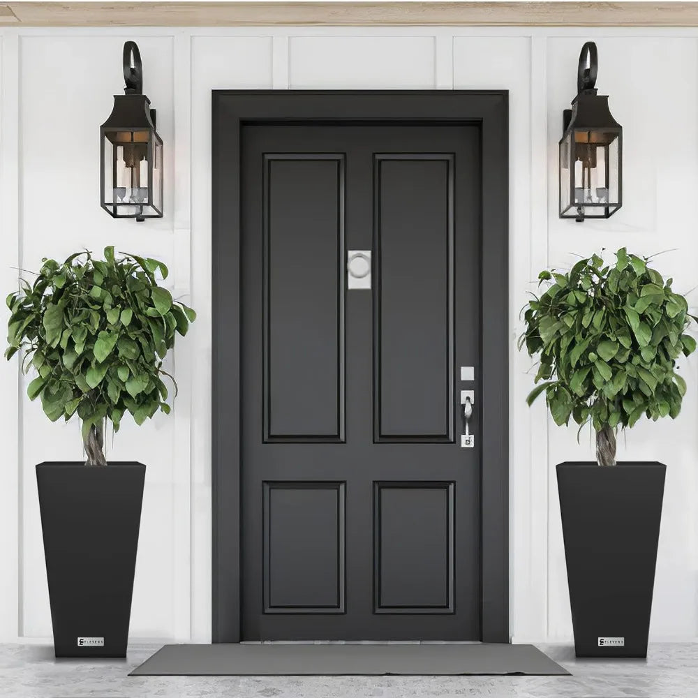 Tapered Square Flower Pots With Tray